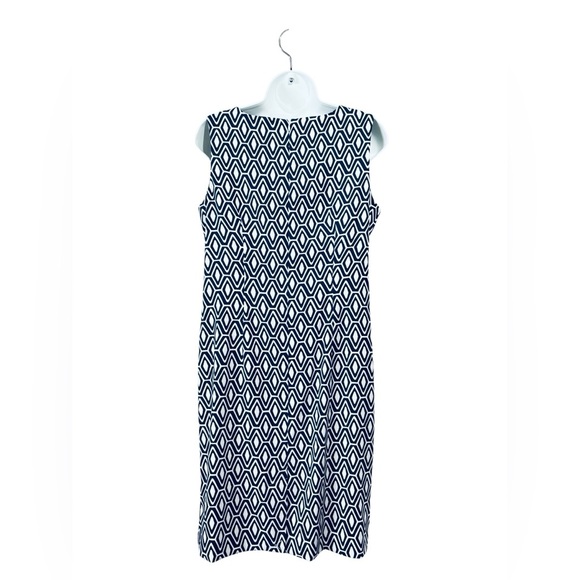 NWOT, Mario Serrani Italy, Navy & White Patterned Midi Dress, Size 10 - Picture 6 of 9